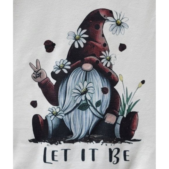 LET IT BE Love Gnome Youth Large 10/12 Red 3/4 Raglan Sleeve Valentine's Day Tee - Picture 2 of 5